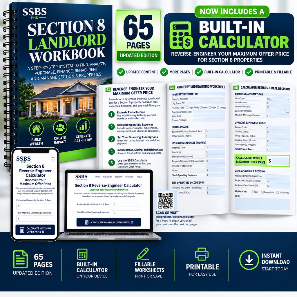 SSBS become a Section 8 Landlord Fillable Workbook with calculator