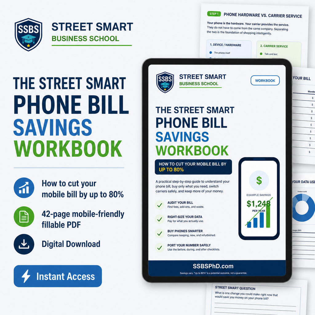 Digital product The Street Smart Phone Bill Savings Workbook