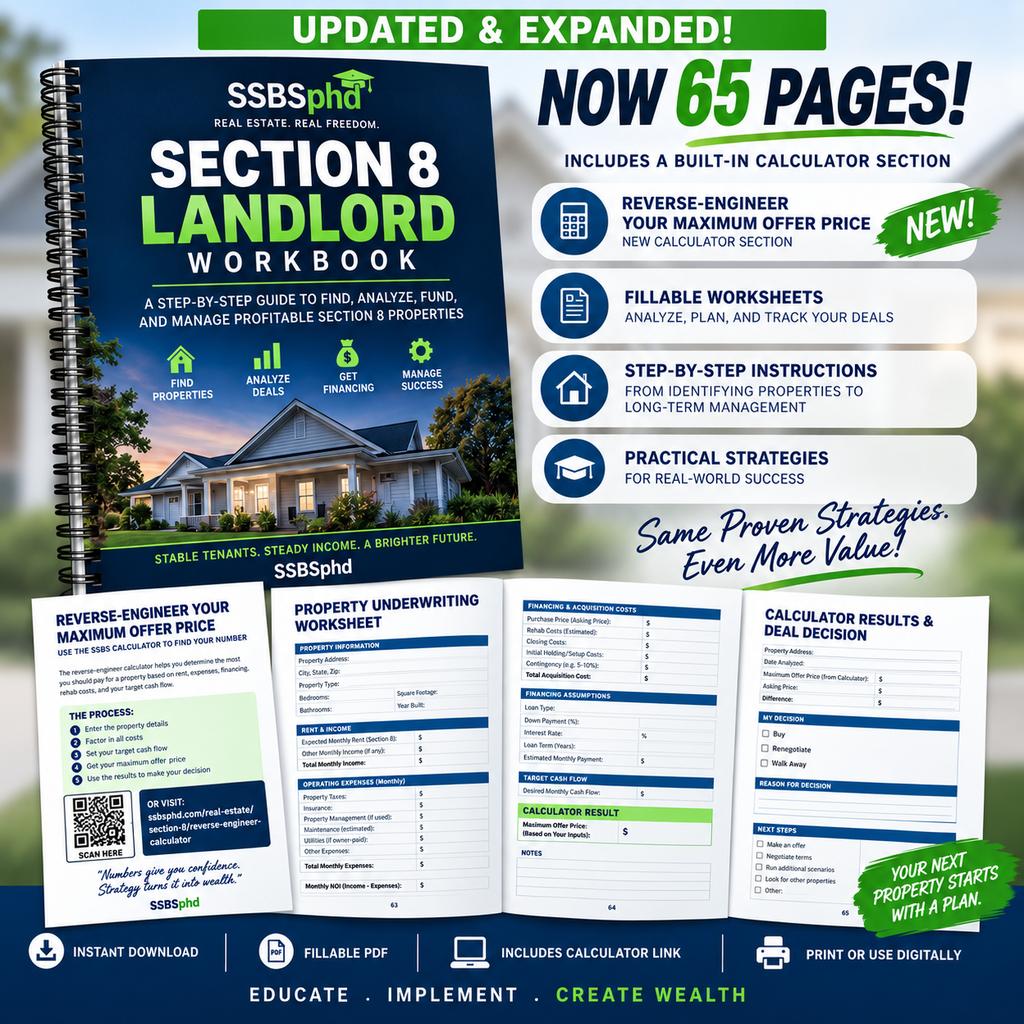 SSBS become a Section 8 Landlord Fillable Workbook with calculator