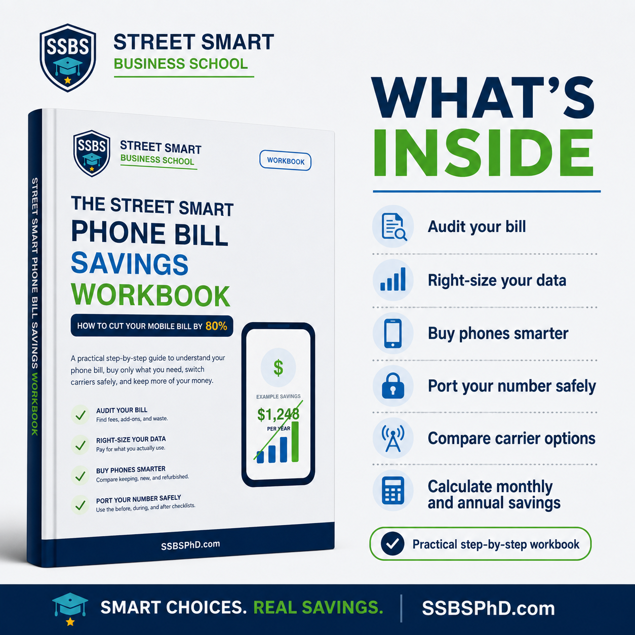 Digital product The Street Smart Phone Bill Savings Workbook
