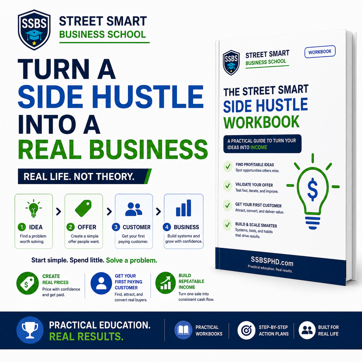 Digital product The Street Smart Side Hustle Workbook — From Zero to First Customer